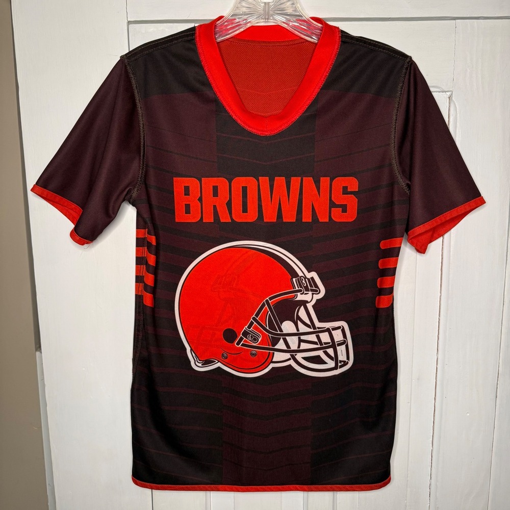 NFL Cleveland Browns Reversible Jersey Youth Medium Flag Football Orange Brown